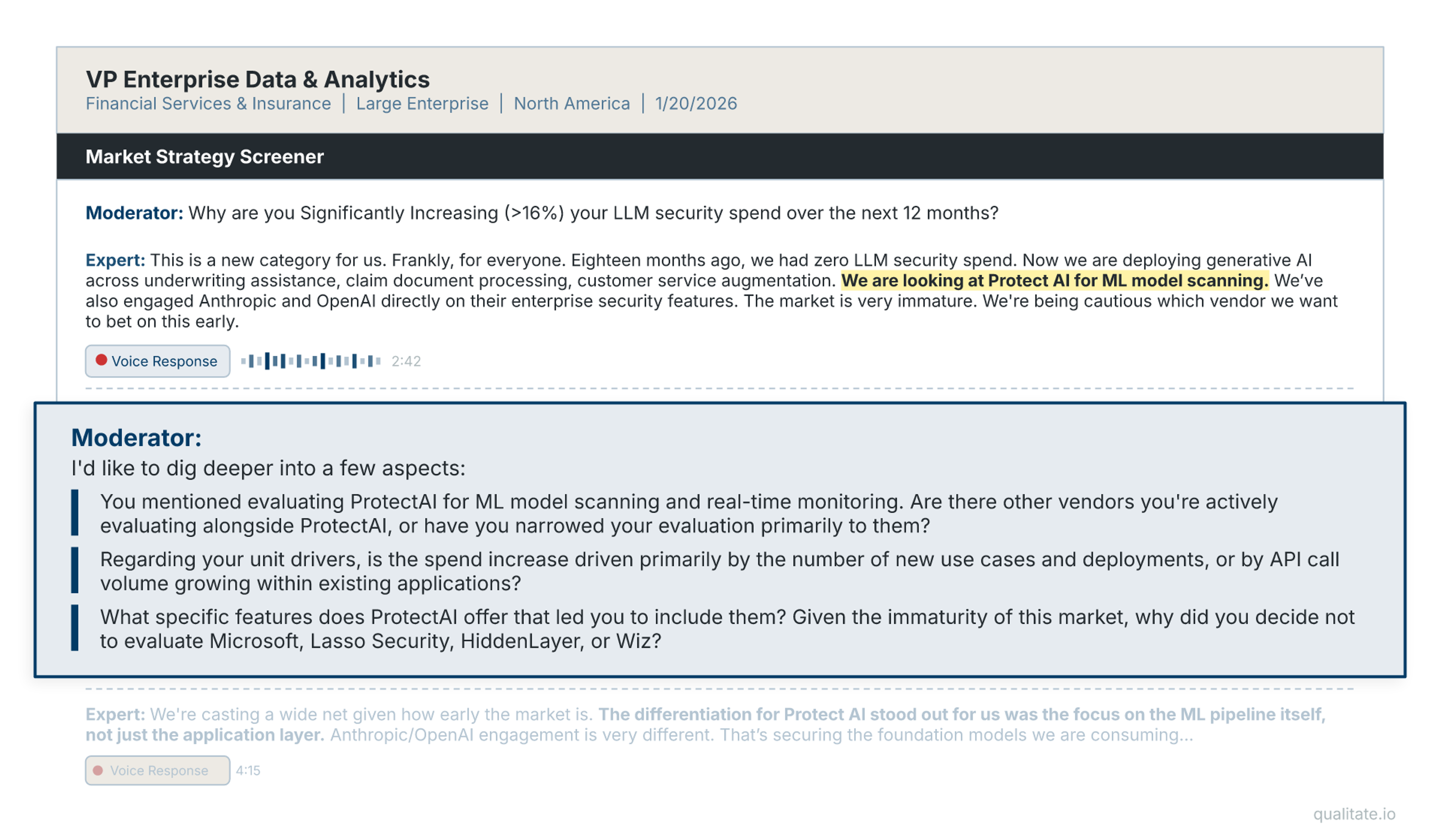 Example of AI moderator probing.