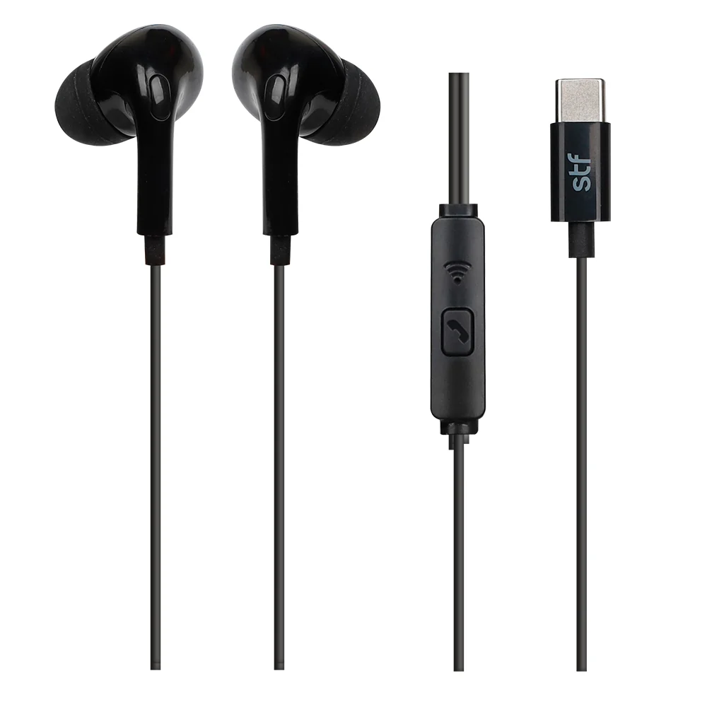 Audífonos   alámbricos   In   Ear   STF   Tipo   C,   Manos   libres   con   micrófono,   Negro