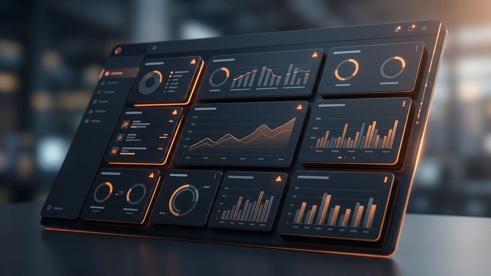 Abstract dark AEO audit dashboard with orange analytics panels and citation gap signals Abstract dark AEO audit dashboard with orange analytics panels and citation gap signals