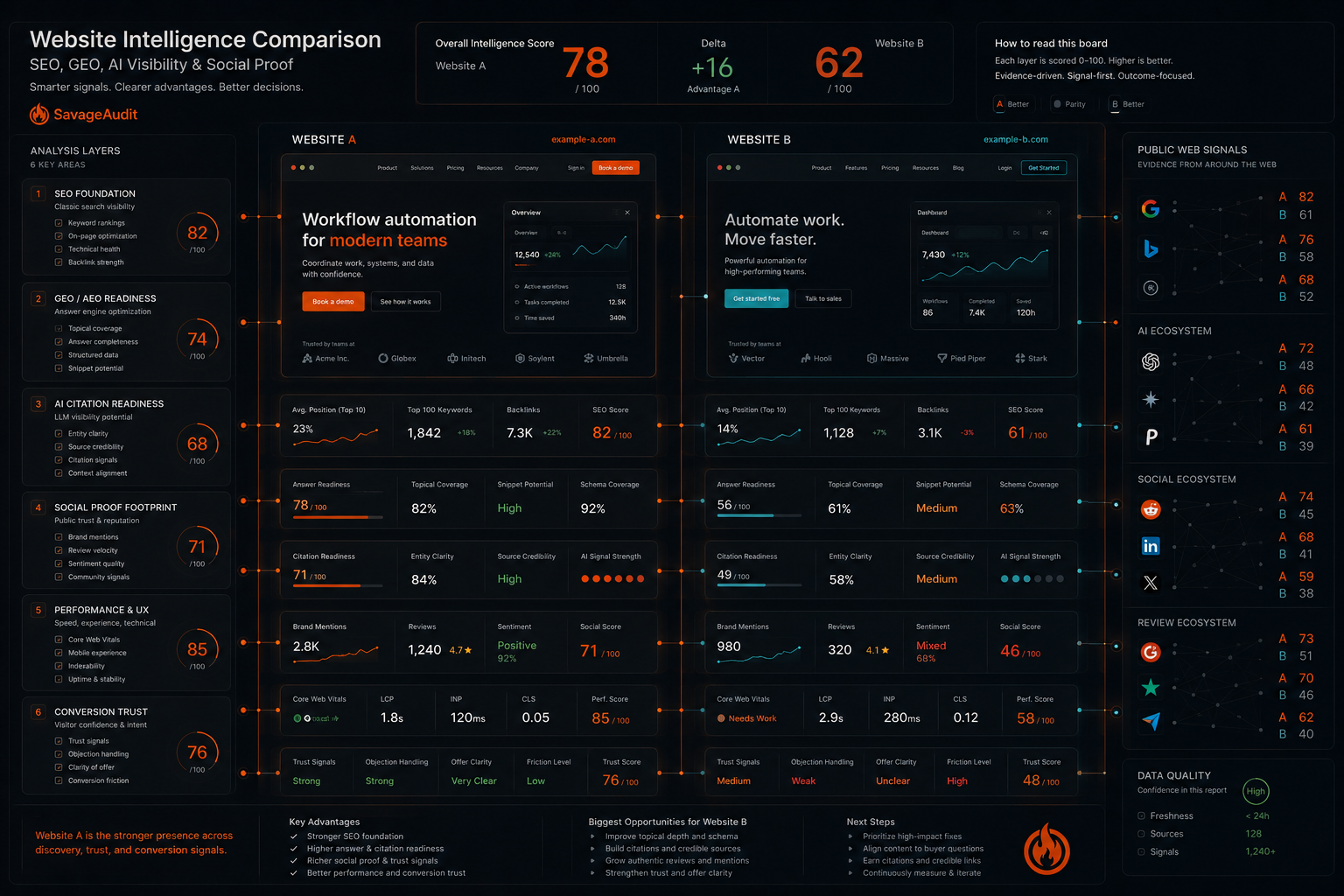 Compare Two Website SEO GEO AEO