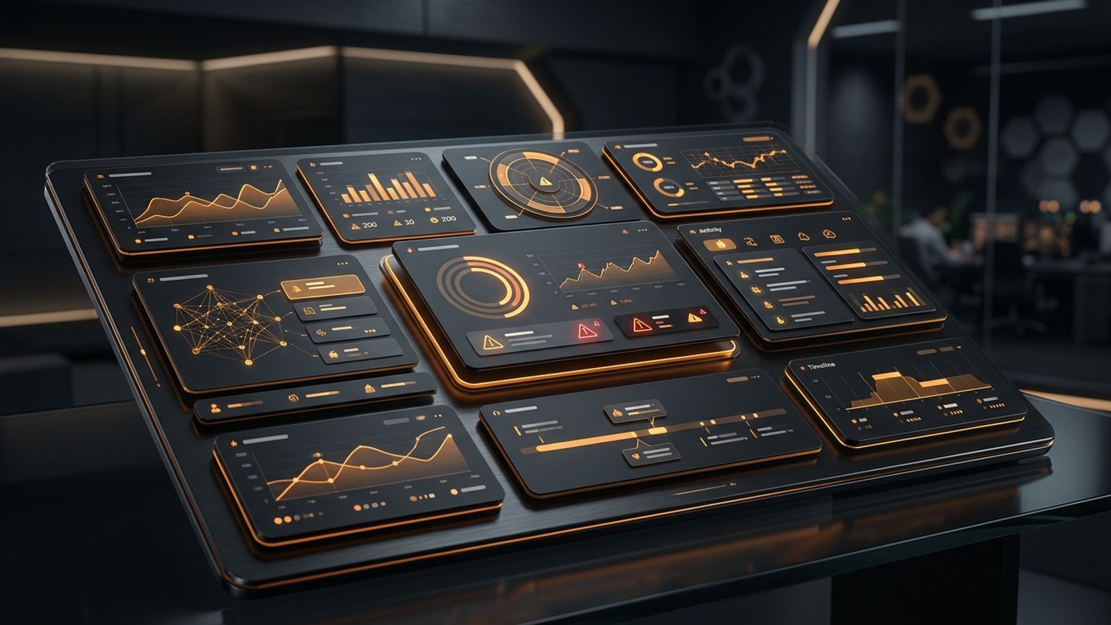 Dark website credibility audit dashboard with glowing orange trust and conversion signal panels Dark website credibility audit dashboard with glowing orange trust and conversion signal panels