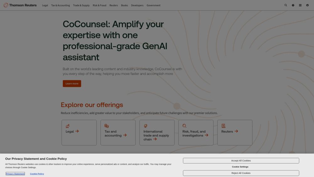 Screenshot of Thomson Reuters Screenshot of Thomson Reuters