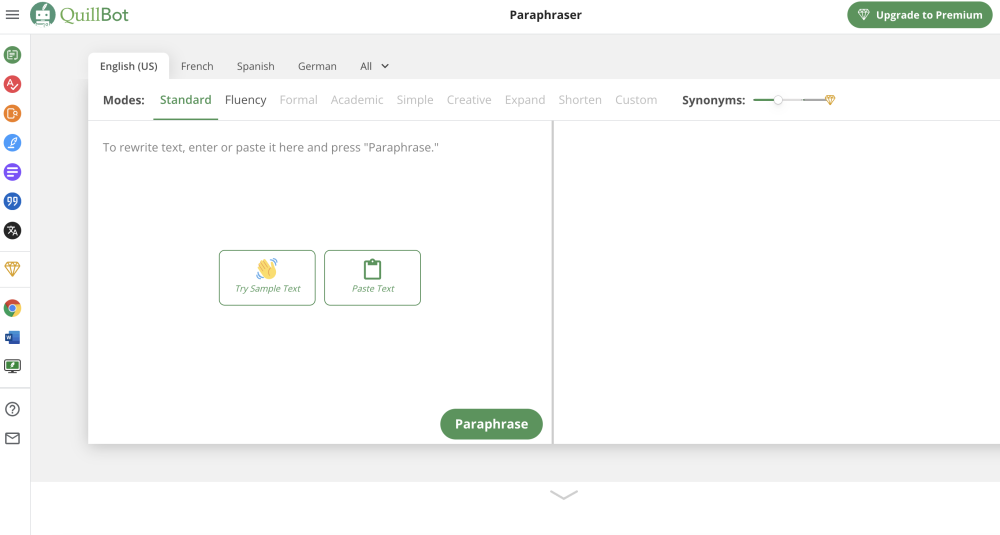 Screenshot of QuillBot Screenshot of QuillBot