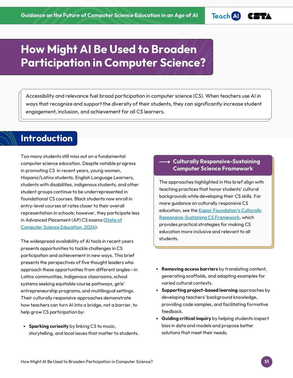Screenshot of AI in Computer Science Participation