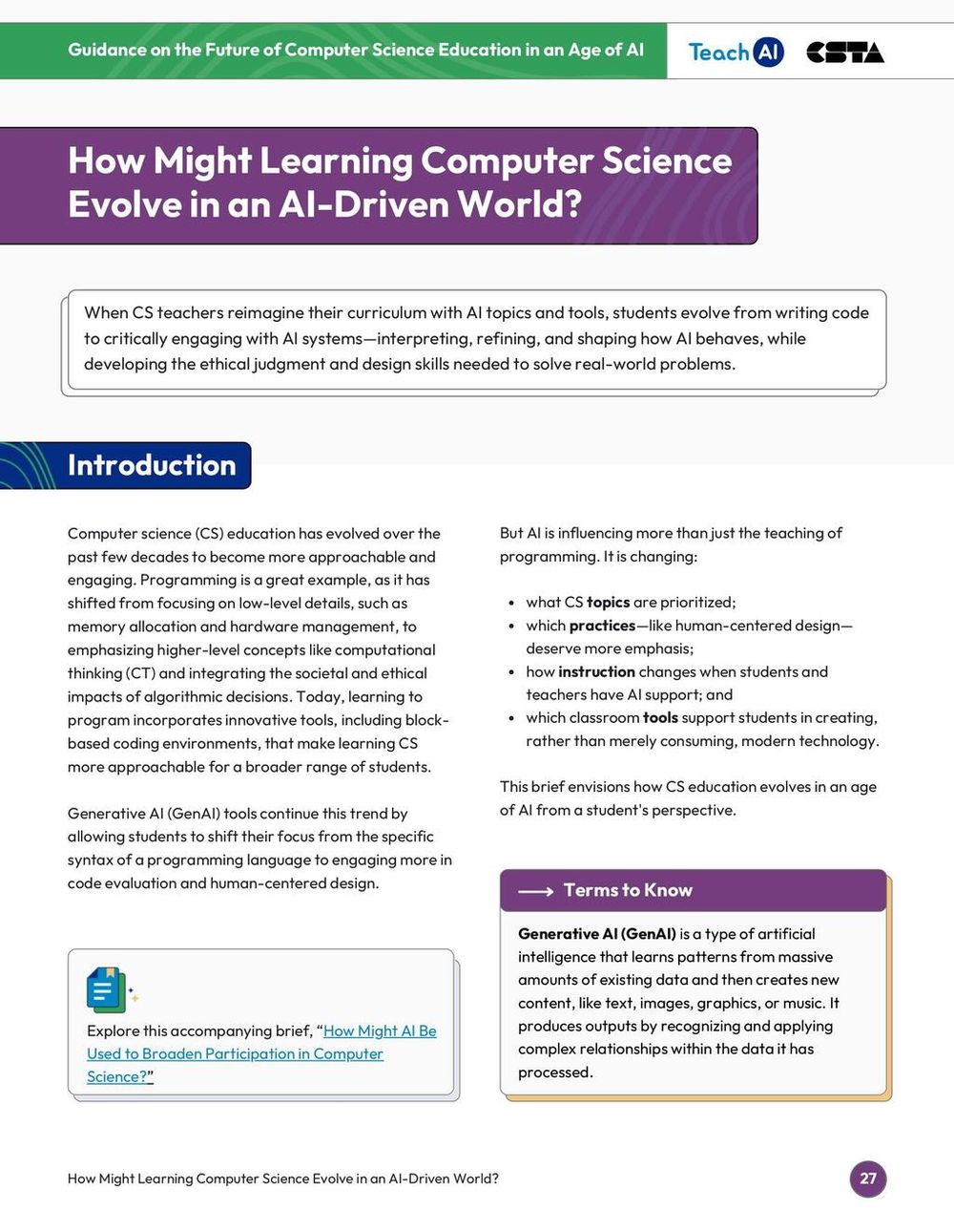 Screenshot of How Might Learning Computer Science Evolve in an AI-Driven World