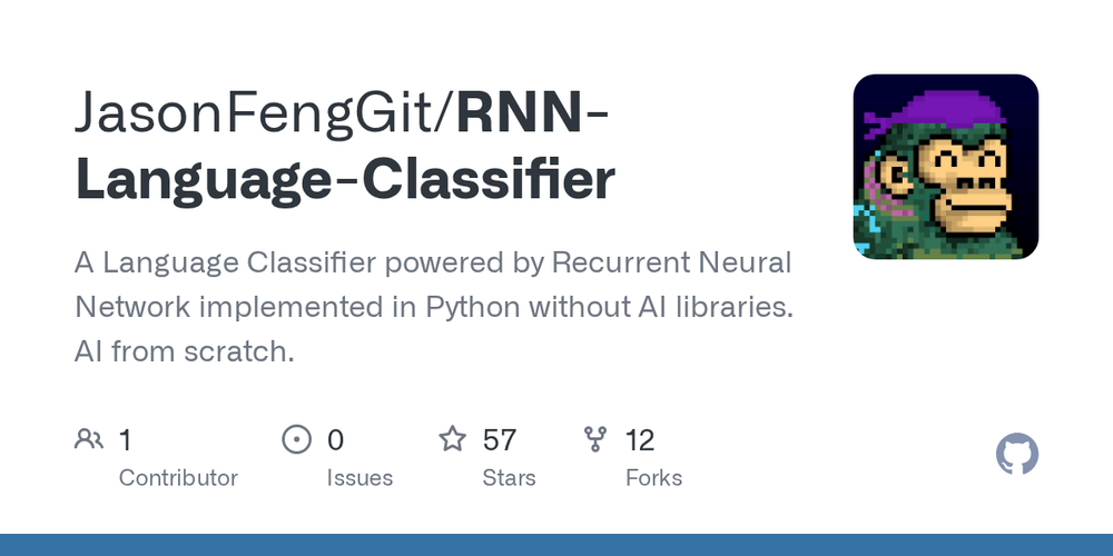 Screenshot of RNN Language Classifier