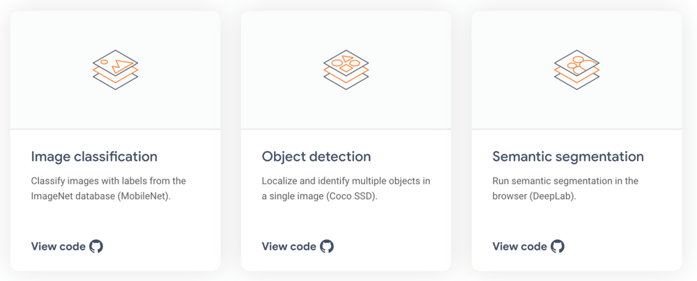 Screenshot of TensorFlow.js Models Screenshot of TensorFlow.js Models