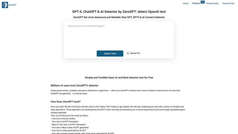Screenshot of ZeroGPT Screenshot of ZeroGPT