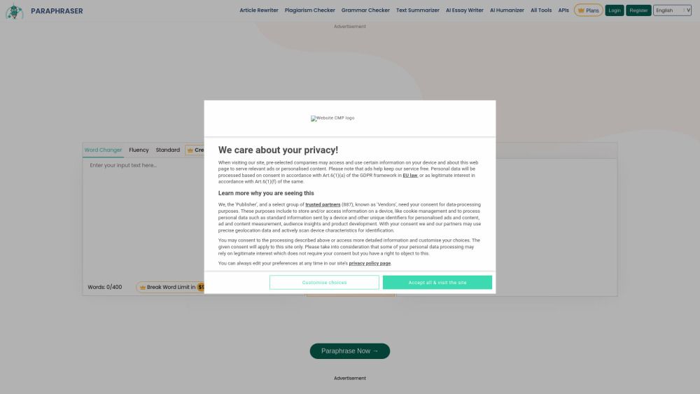 Screenshot of Paraphraser.io Screenshot of Paraphraser.io