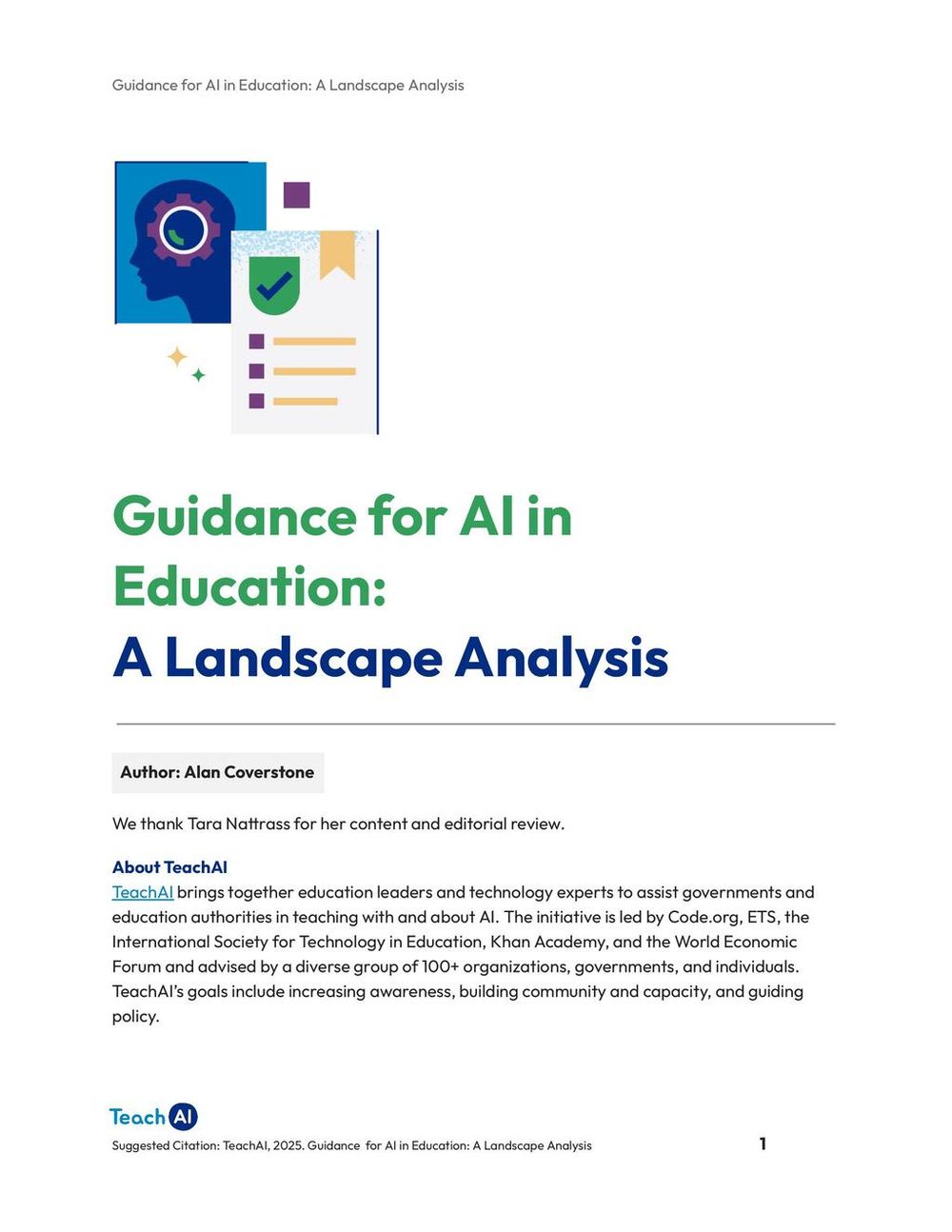 Screenshot of TeachAI Guidance for AI in Education