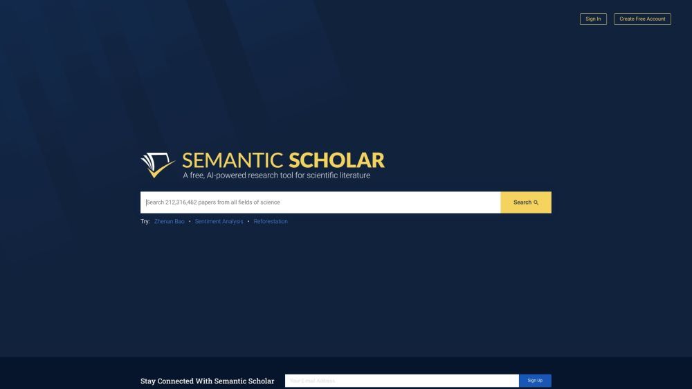 Screenshot of Semantic Scholar