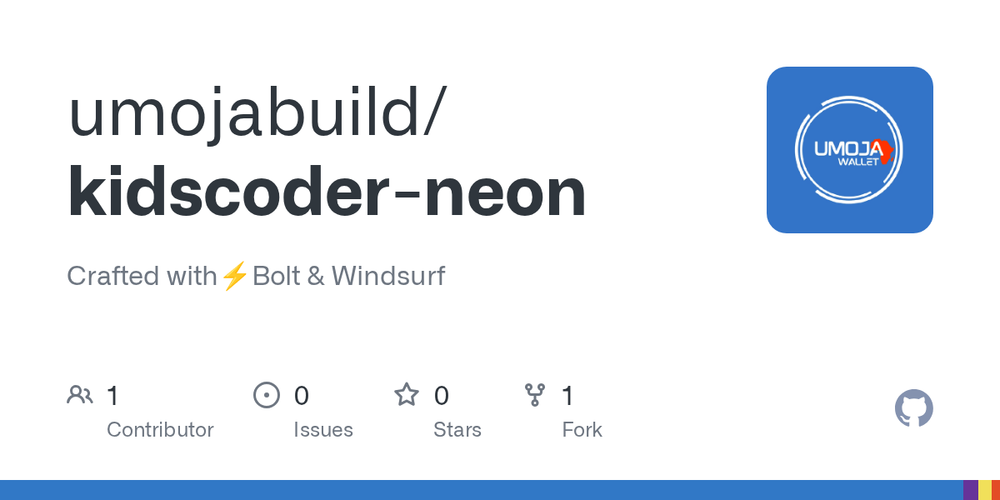 Screenshot of GitHub - umojabuild/kidscoder-neon