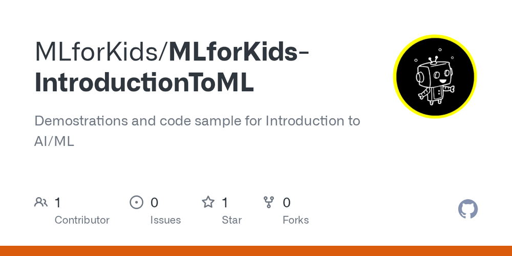 Screenshot of MLforKids Introduction to AI/ML