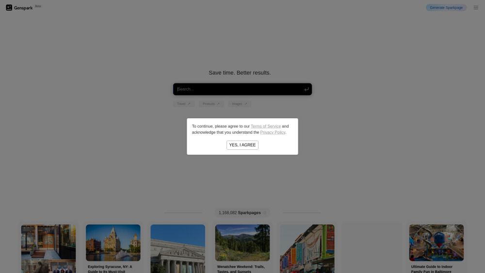 Screenshot of Genspark Screenshot of Genspark
