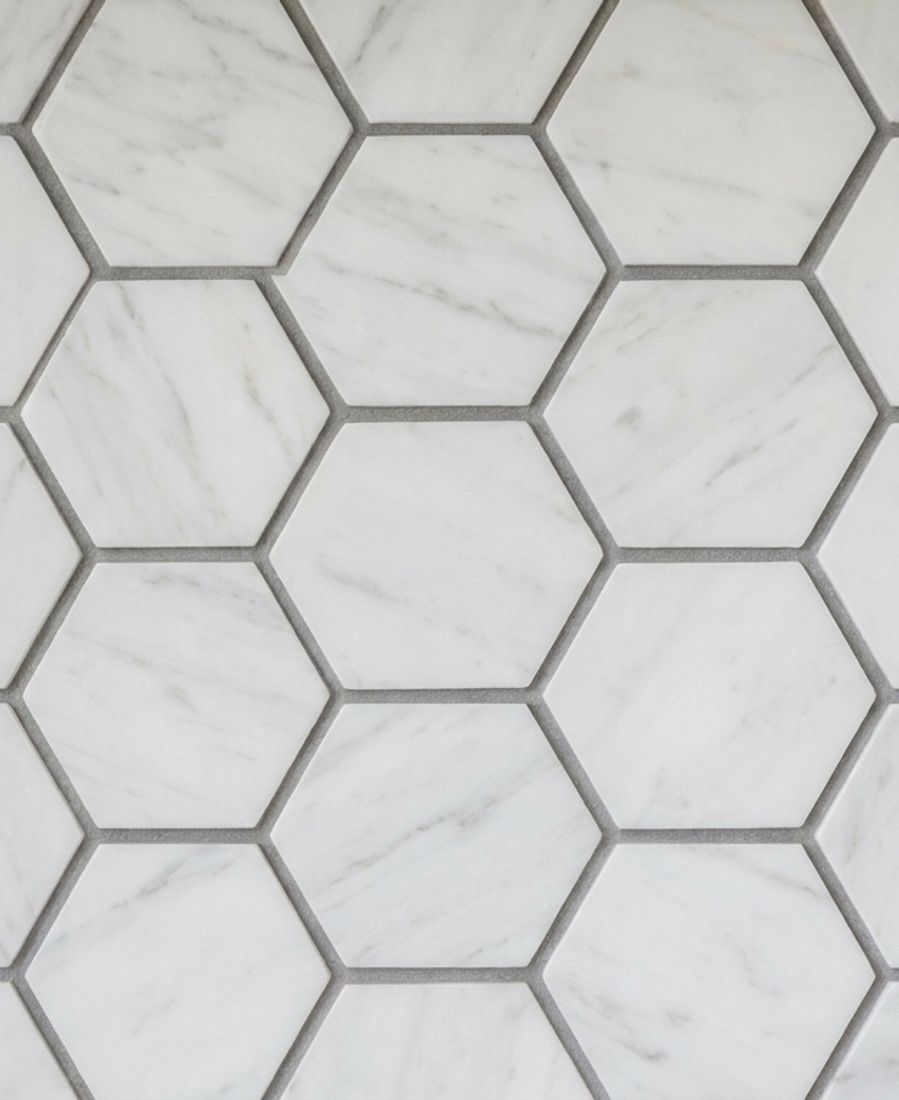 Hexagon Carrara Marble Mosaic Floor Tile