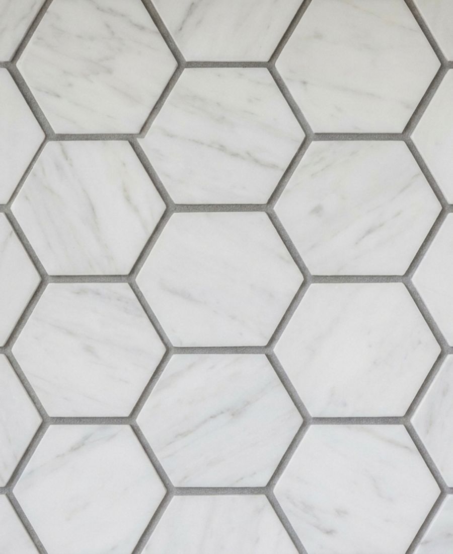 Hexagon Carrara Marble Mosaic Floor Tile