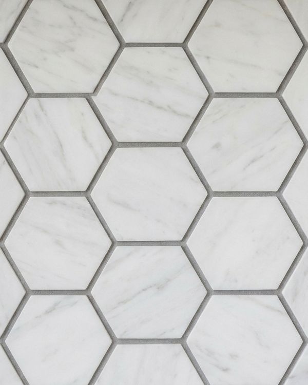 Hexagon Carrara Marble Mosaic Floor Tile
