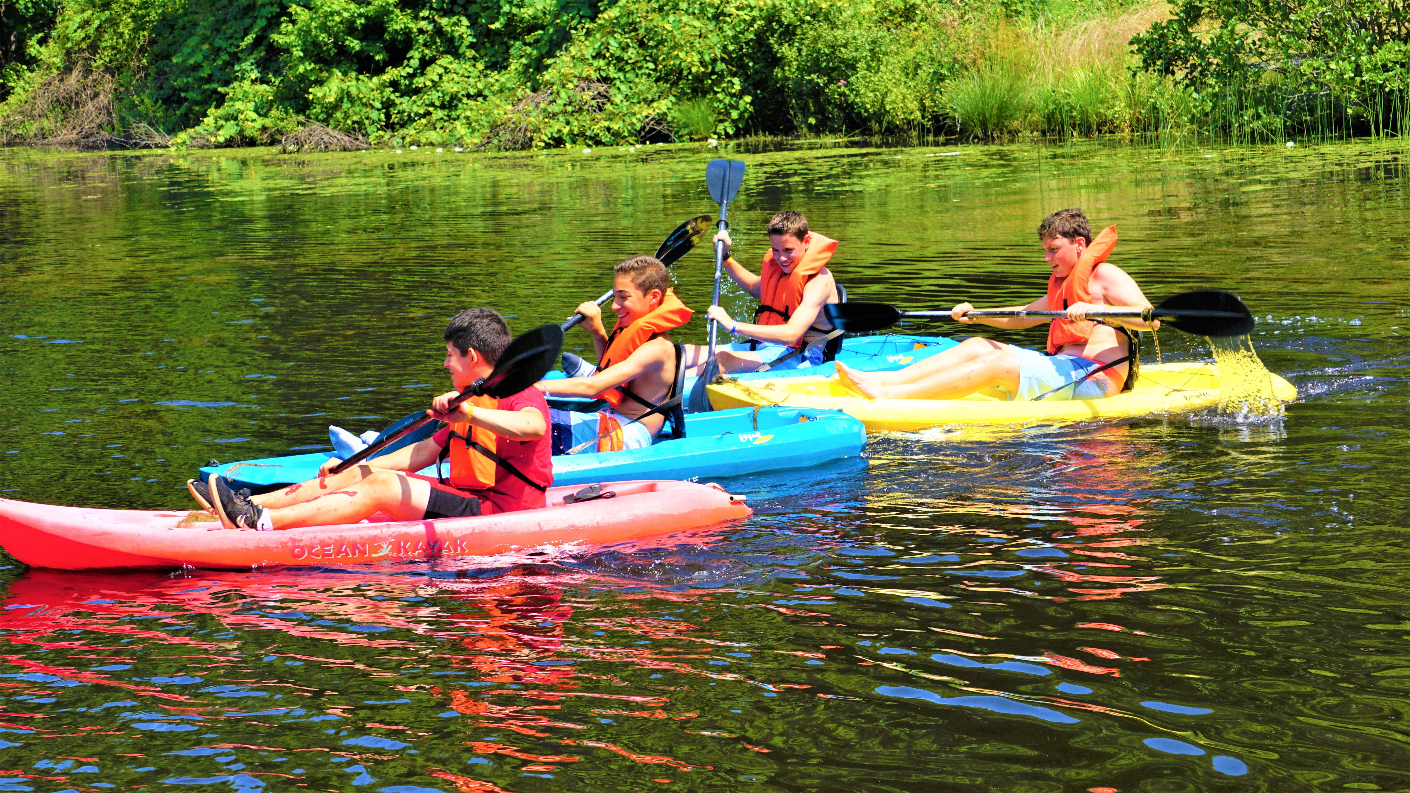 boys kayaking