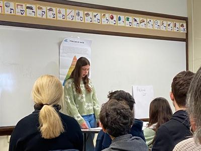 Rebecca leading a workshop for ADL (Anti-Defamation League) as part of the Teen Trainer Program at Congregation Beth Israel