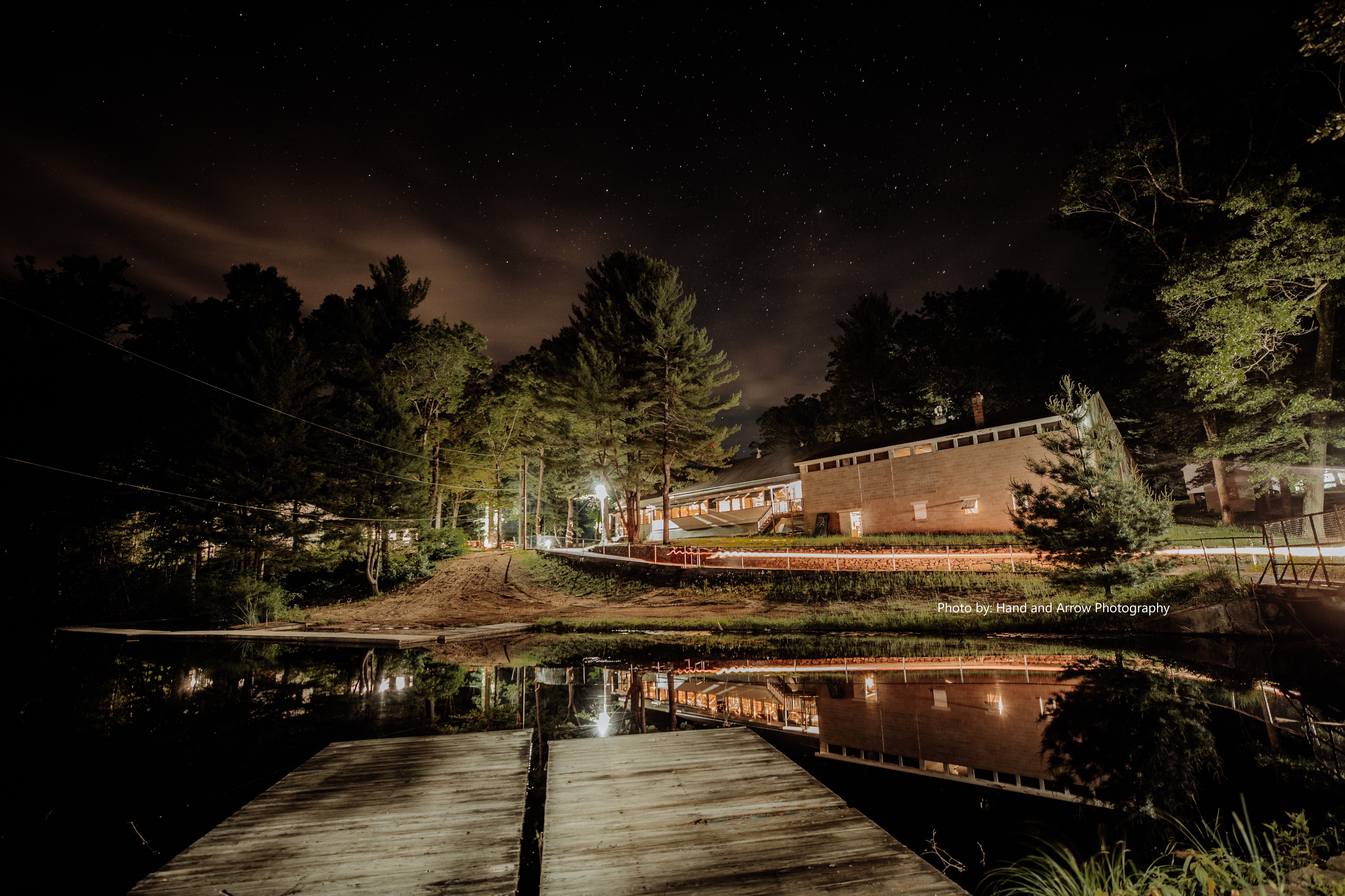 photo taken of dining hall from lower lake