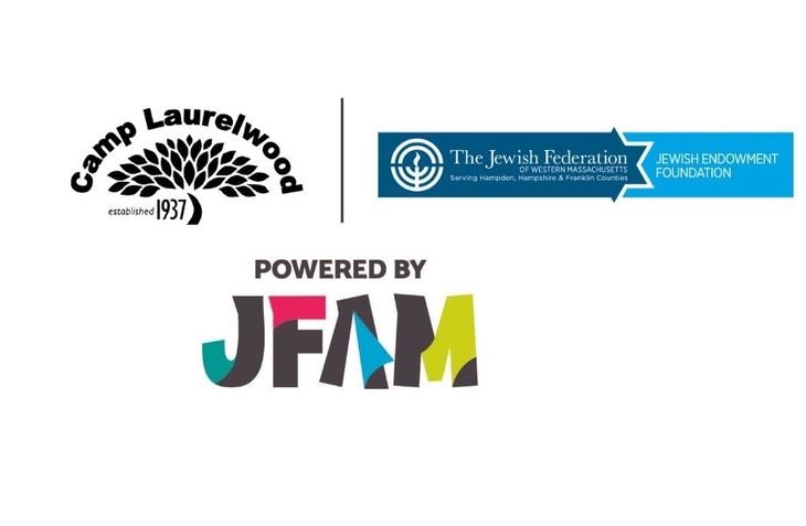 multiple logos: Camp Laurelwood, The Jewish Federation of Western MA and JFAM