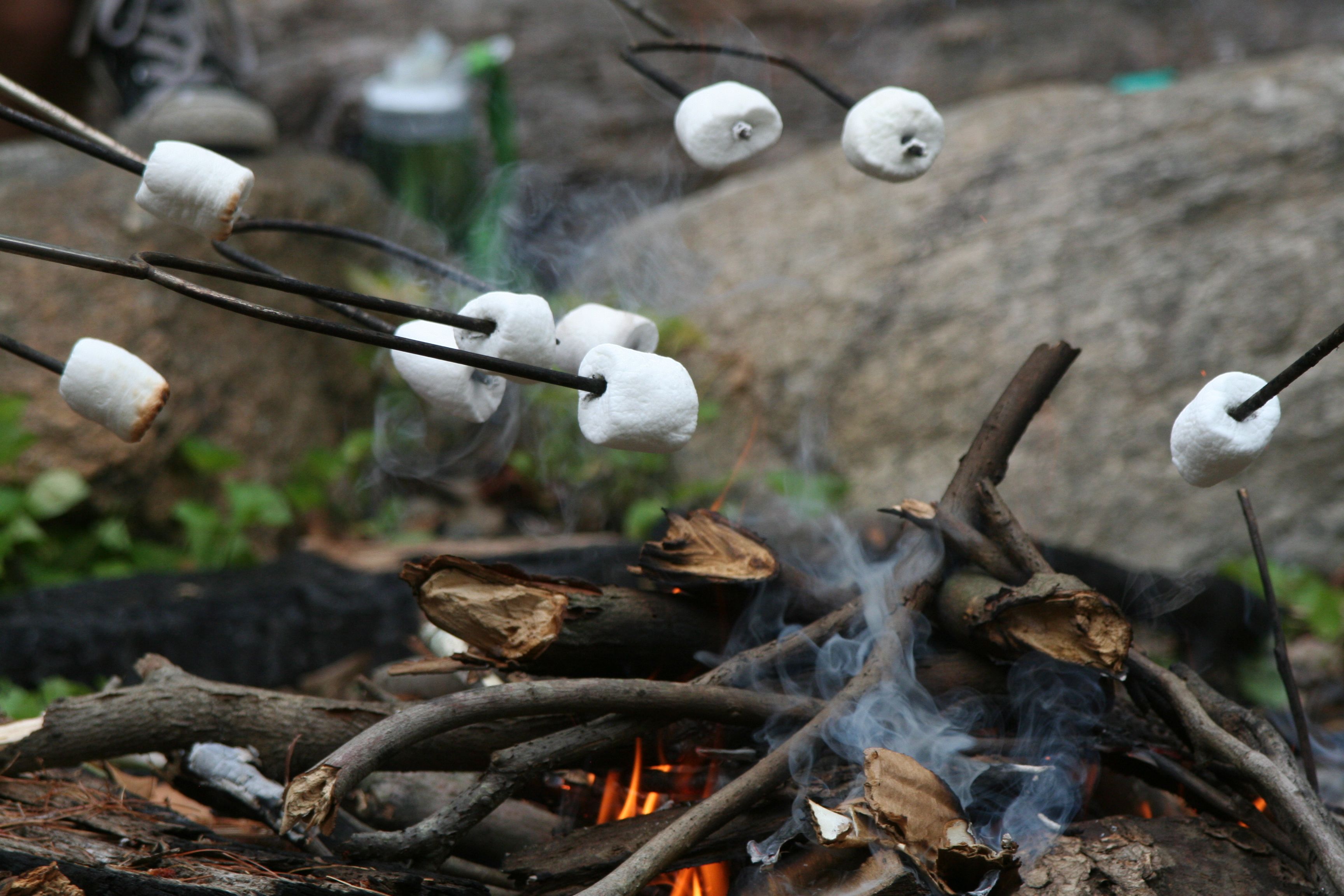 S'mores roasting over a fire