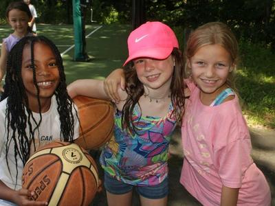 Day Campers playing basketball at Camp Laurelwood