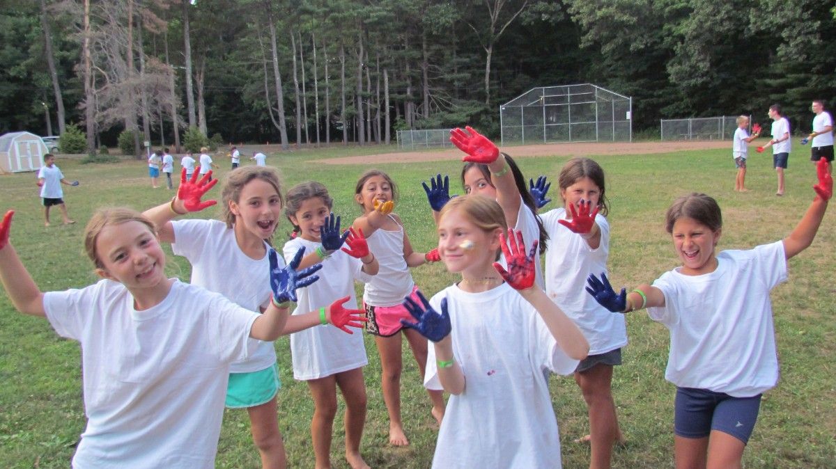 happy campers at Laurelwood with paint on their hands