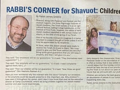 Photo of the article in Shalom New Haven