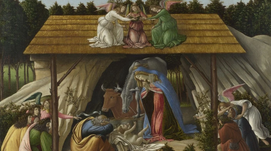 Cover image for Visions of Heaven and Earth in Three National Gallery Paintings: Botticelli’s 'Mystic Nativity', ‘The Wilton Diptych’, and Bermejo’s 'Saint Michael Triumphs over the Devil'