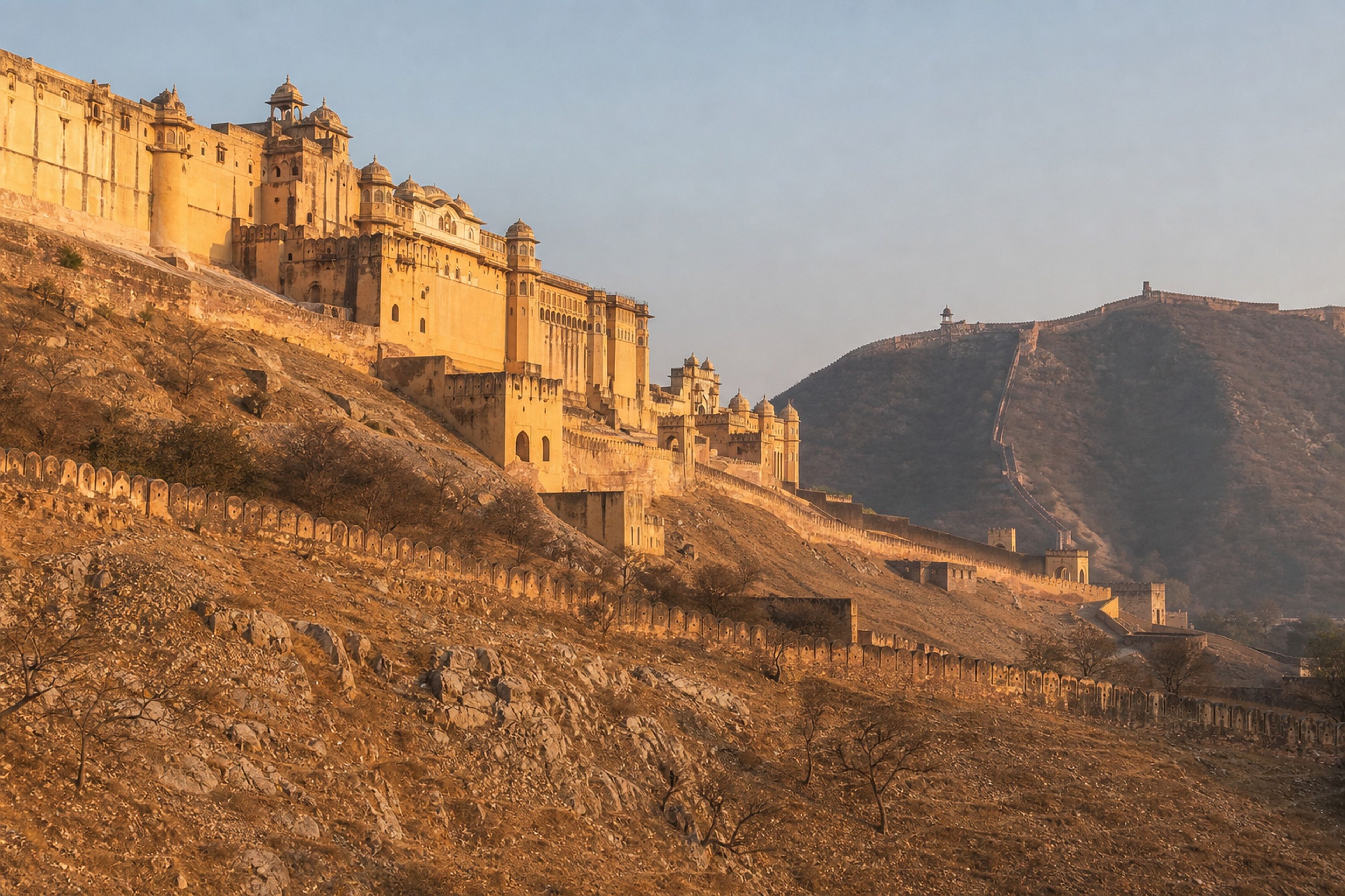 Amber Fort on an Aravalli ridge near Jaipur in Rajasthan