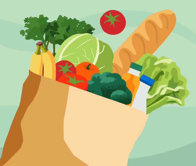 groceries in a paper bag