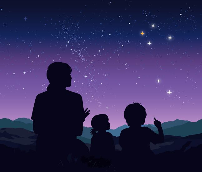 Family under the stars