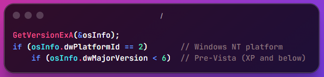 OS version check code snippet