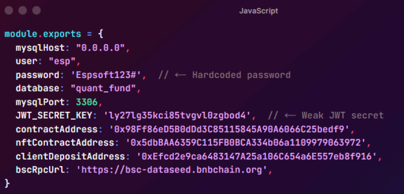 Screenshot showing the revealed password and secret key