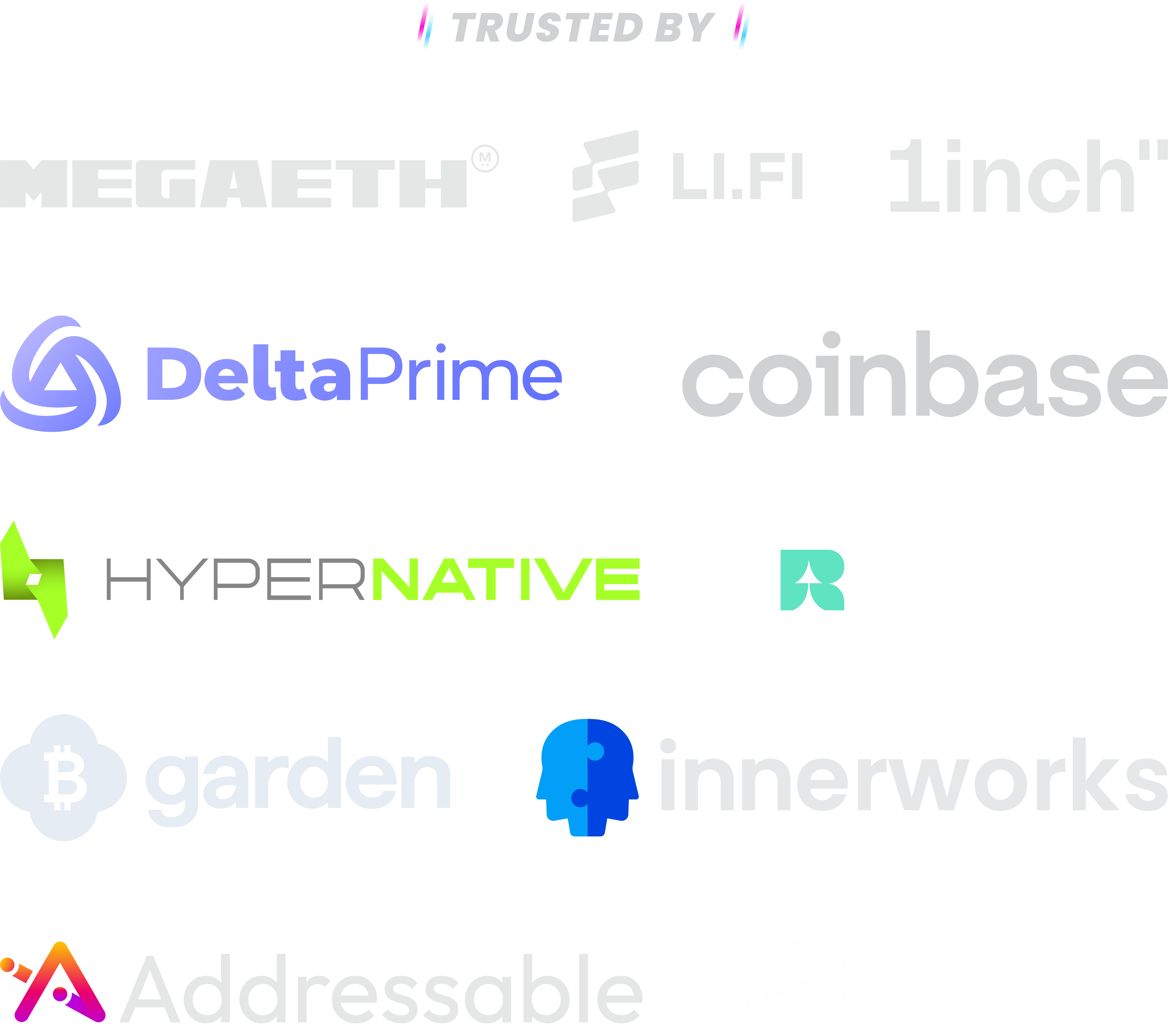 Trusted by: MegaEth, LiFi, 1inch, DeltaPrime, Coinbase, Hypernative, Range, Garden Finance, Innerworks, Addressable and Seal 911.
