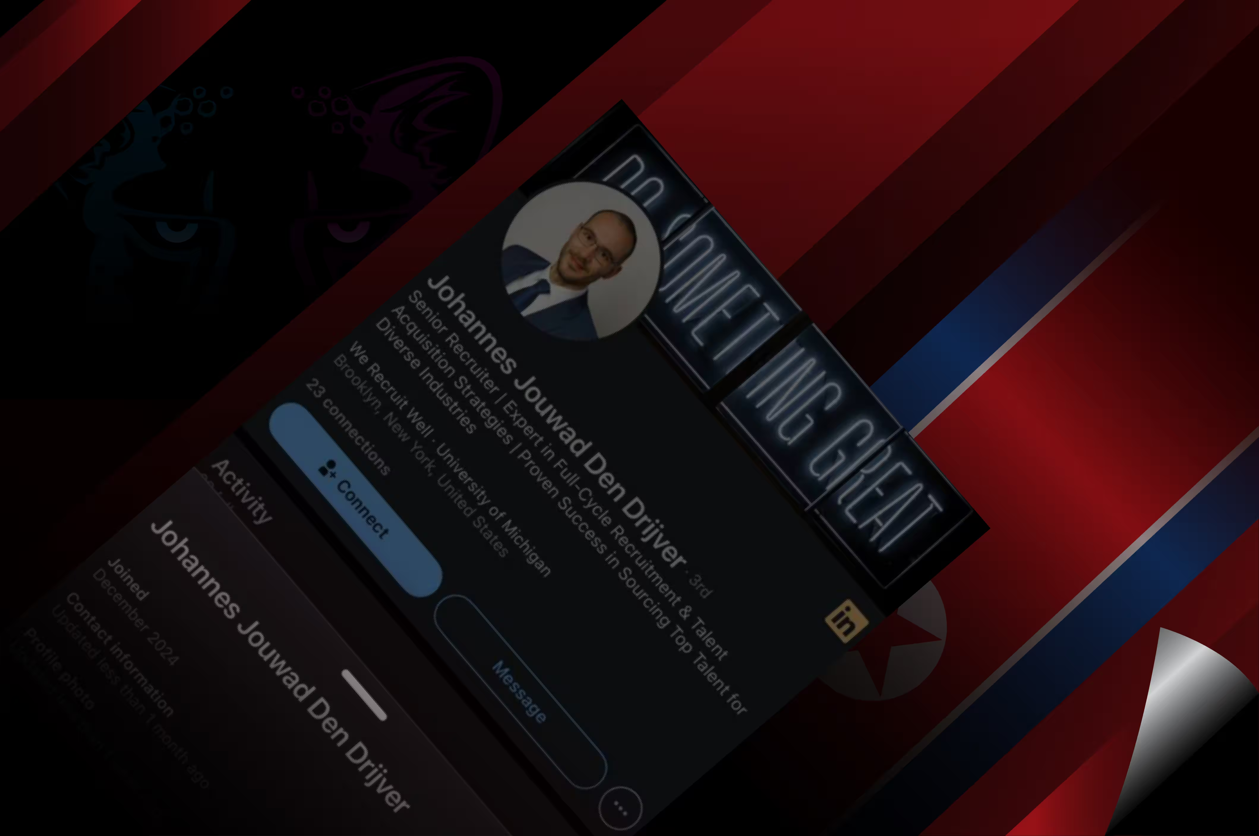 Screenshot of a fake recruiter’s profile, illustrating impersonation scams.