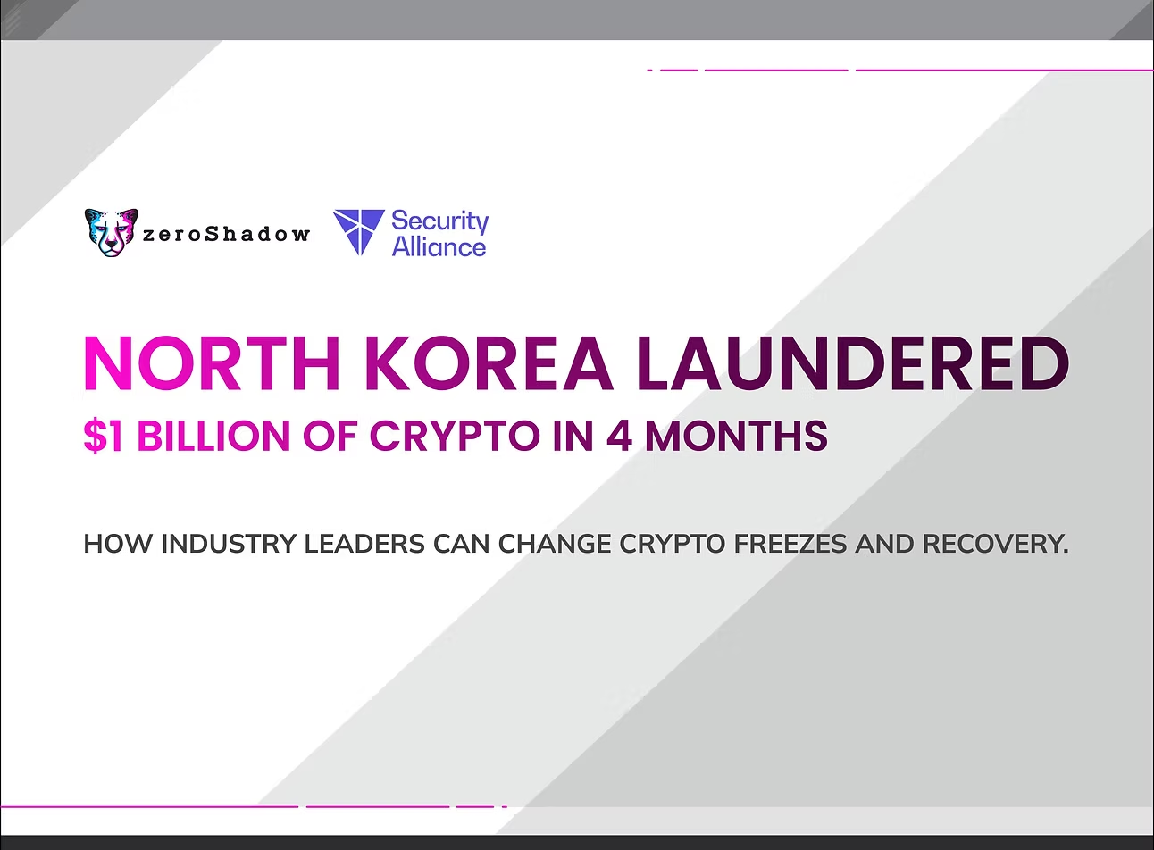 North Korea Laundered $1 billion of crypto in 4 months. How industry leaders can change crypto freezes and recovery.