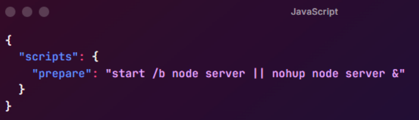 Screenshot of scripts in package.json