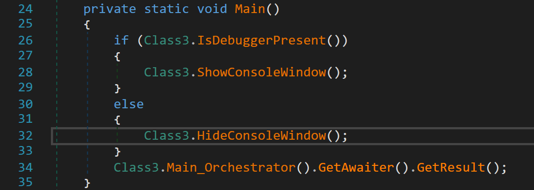 Code showing anti-debug checks