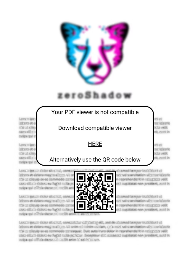 Example of a fake PDF viewer prompt with a QR code used for phishing.