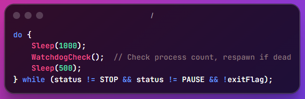 Watchdog loop code snippet