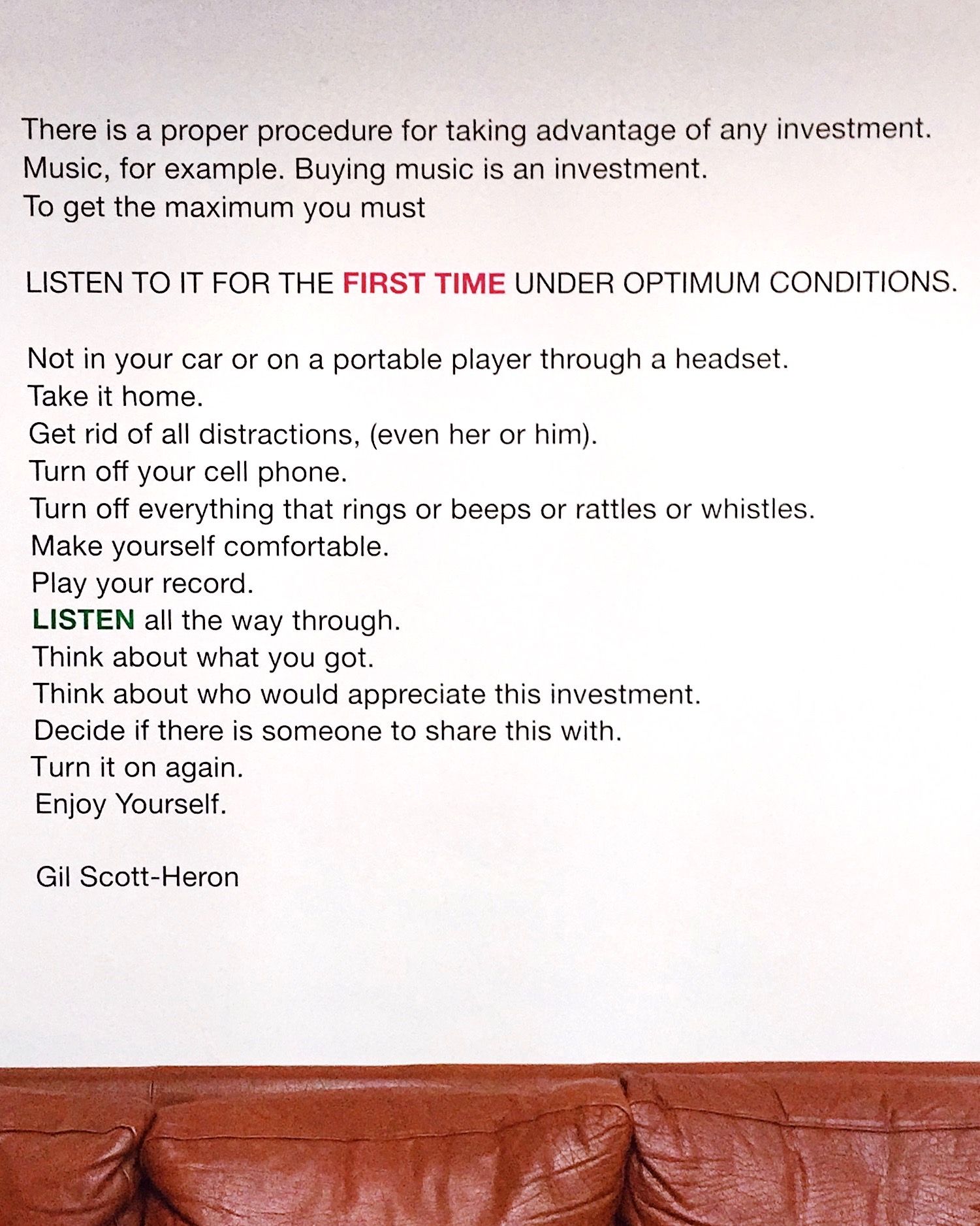 Mensaje en las notas del álbum [físico] "I’m New Here", de Gil Scott-Heron.