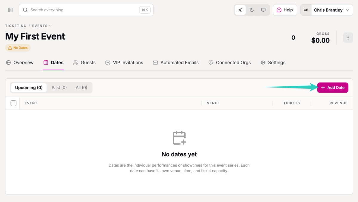 Add a new date for your event series