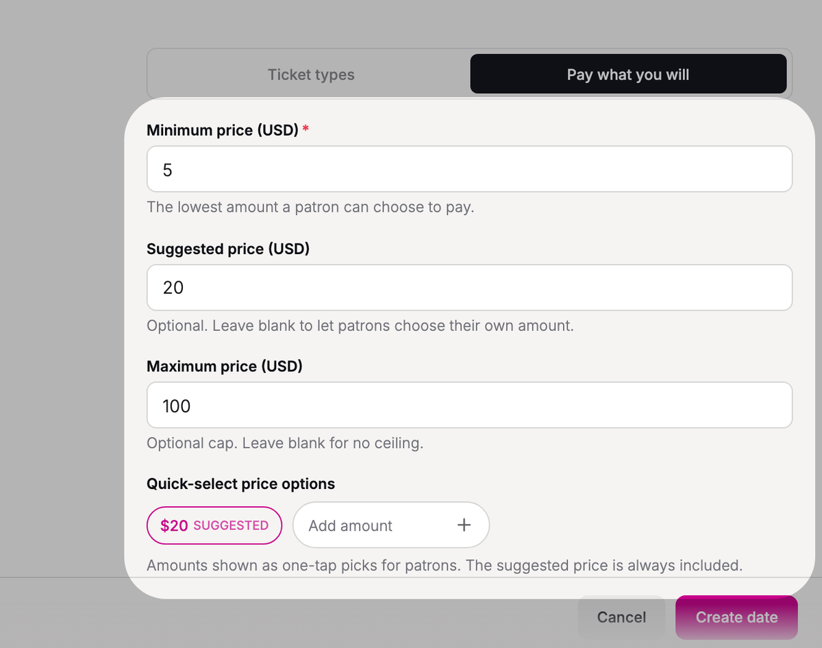 Enter your prices