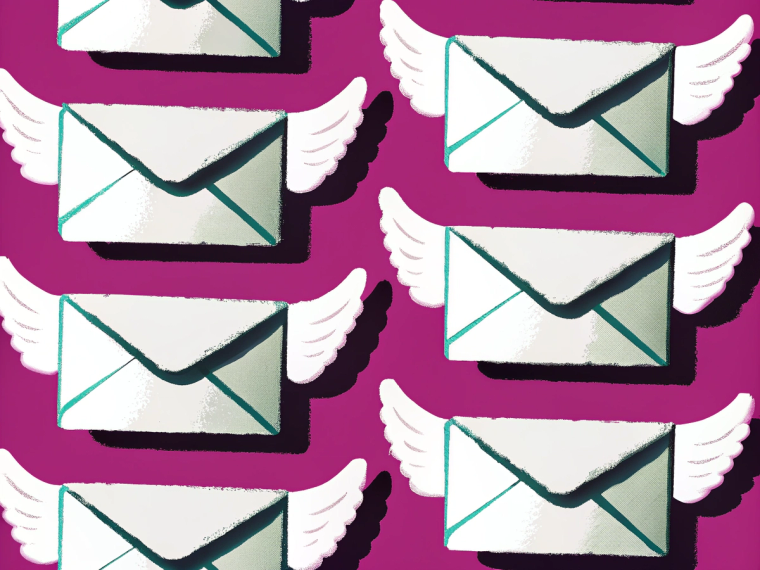 A bunch of marketing emails flying to their destination