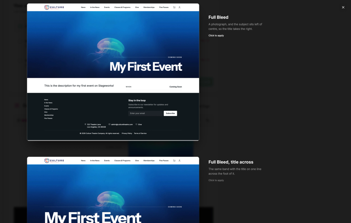 See suggested looks for your event page