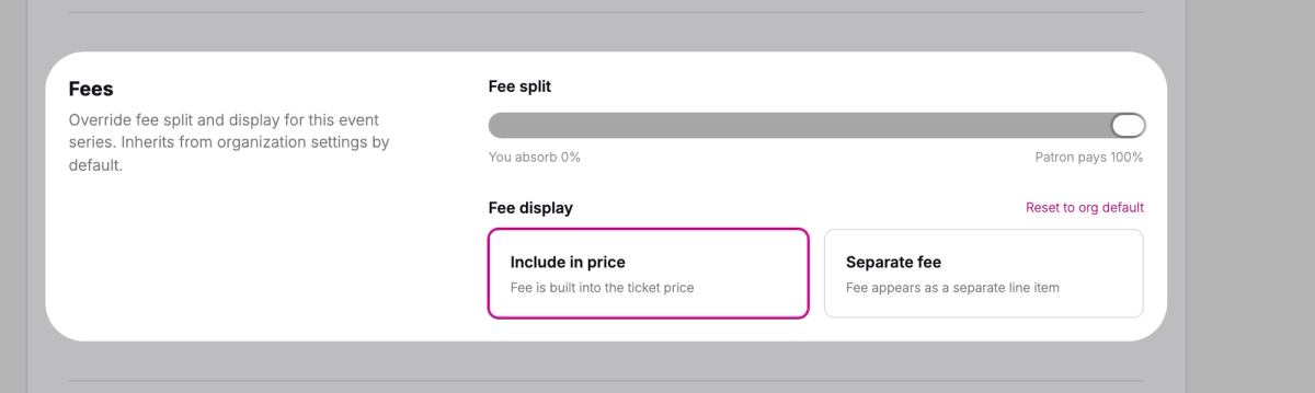 Choose how fees work for this series