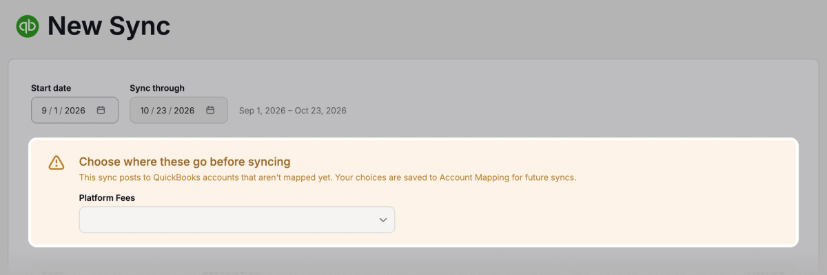 Choose accounts for anything unmapped