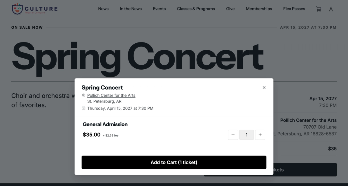 See the fee beside the ticket price